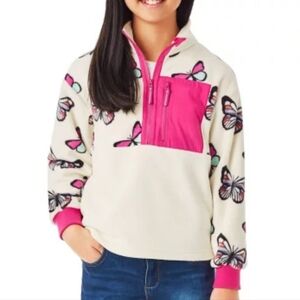 MEMBERS MARK | GIRLS HALF ZIP WILD BUTTERFLIES SUPER SOFT FLEECE PULLOVE…